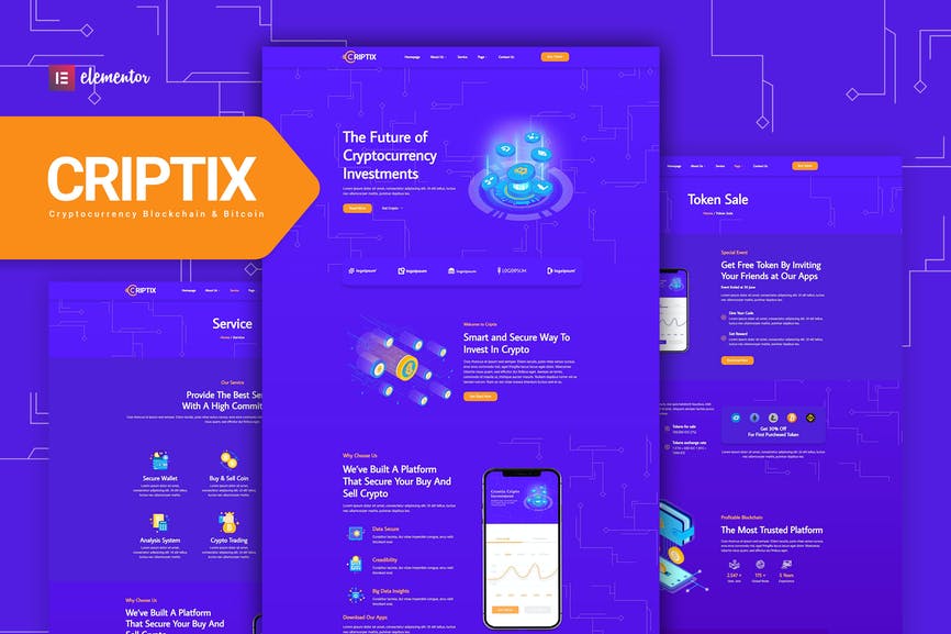 Criptix - Cryptocurrency Blockchain _ Bitcoin Elementor Template Kit