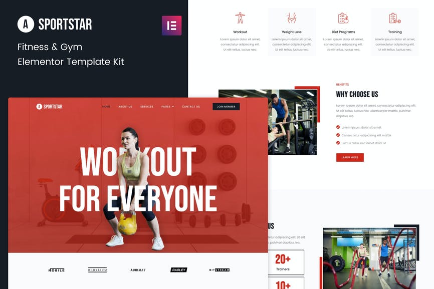 Sportstar - Fitness _ Gym Elementor Template Kit